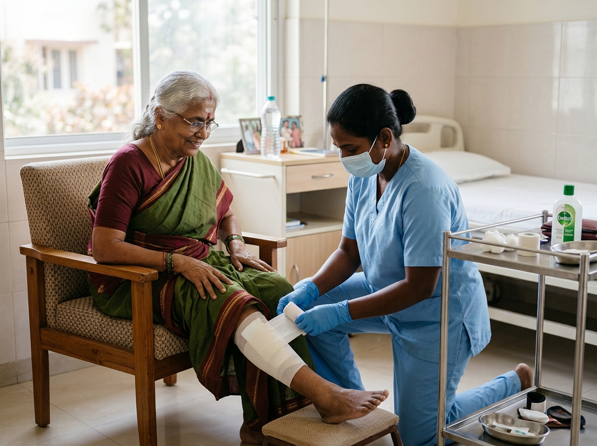 Medical Leg Bandage and Wound Dressing Care